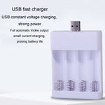 Caricabatterie USB rapido 4 slot per batterie AA e AAA