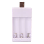 Caricabatterie USB 3 slot per batterie AA e AAA