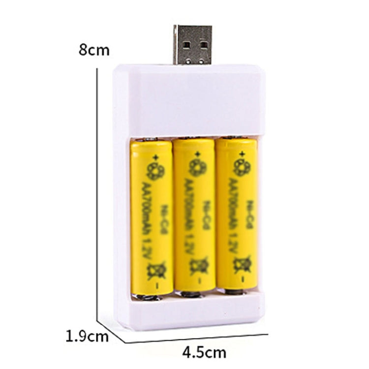 Caricabatterie USB 3 slot per batterie AA e AAA
