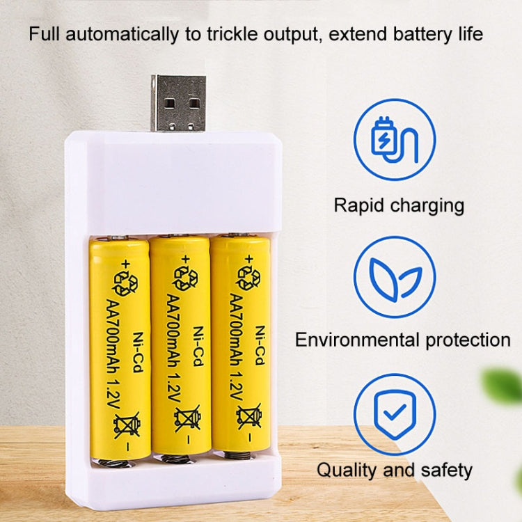 Caricabatterie USB 3 slot per batterie AA e AAA
