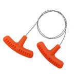 Sega per attrezzatura di sopravvivenza da campeggio all'aperto con fune per sega a filo tirata a mano in acciaio inossidabile, Orange 70cm, Black 70cm, Black 63cm, Orange 63cm