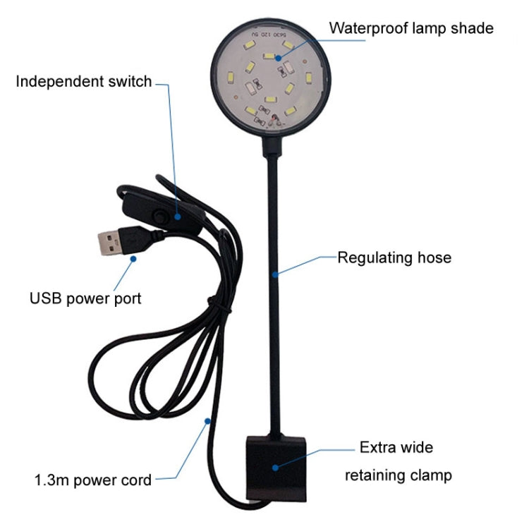 Lampada per piante acquatiche traslucide per acquario, luce a clip LED per acquario da 5 W. Spina USB