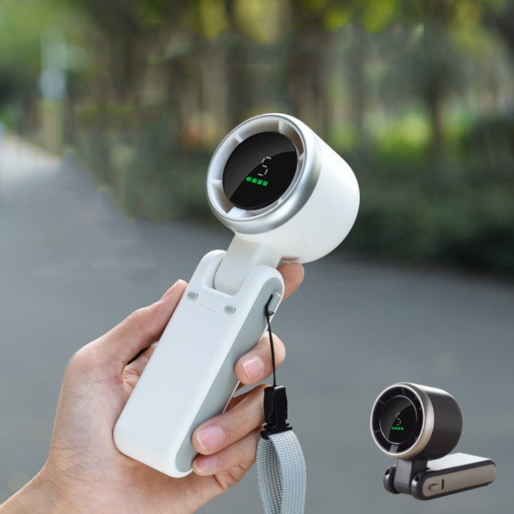 Ventola turbo pieghevole portatile appesa al collo e desktop a doppio uso 5 marce regolabile con display digitale