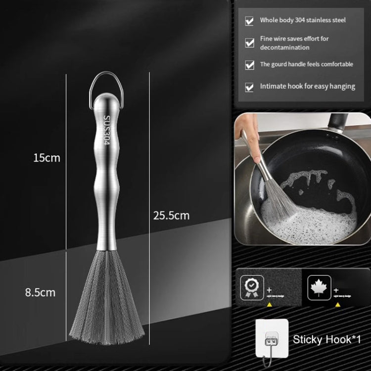 Spazzola per pulizia in acciaio inossidabile con spazzola in filo d'acciaio allungata ispessita 304 per cucina, 25.5cm