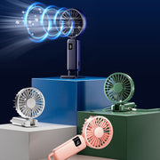 Ventilatore pieghevole portatile con display digitale appeso al collo, muto, piccolo, con ricarica USB