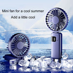 Ventilatore portatile pieghevole con display digitale USB