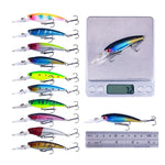10 colori / set HENGJIA MI103 Diving Minnow Dummy Bait Biomimetic Lua Hard Lure, 9.5cm 7.2g