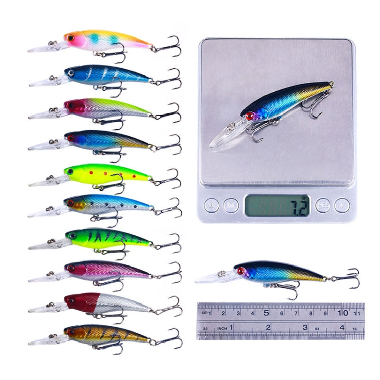 10 colori / set HENGJIA MI103 Diving Minnow Dummy Bait Biomimetic Lua Hard Lure, 9.5cm 7.2g