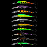 10 colori / set HENGJIA MI103 Diving Minnow Dummy Bait Biomimetic Lua Hard Lure, 9.5cm 7.2g