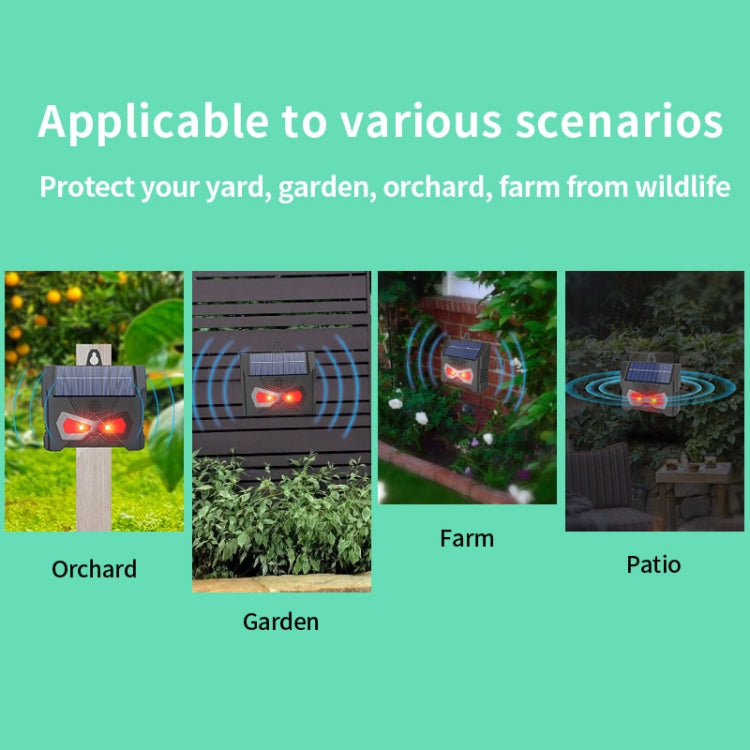 Repellente per animali con flash LED ad ultrasuoni per esterni, repellente per topi solari