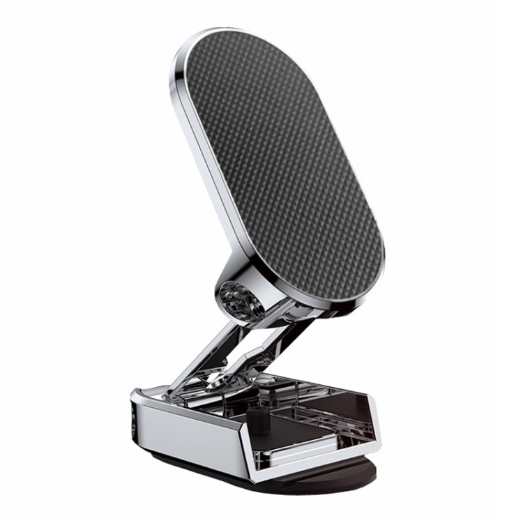 Supporto per telefono da auto pieghevole magnetico D11, supporto di navigazione adesivo girevole per cruscotto, Black Frosted, Silver Frosted