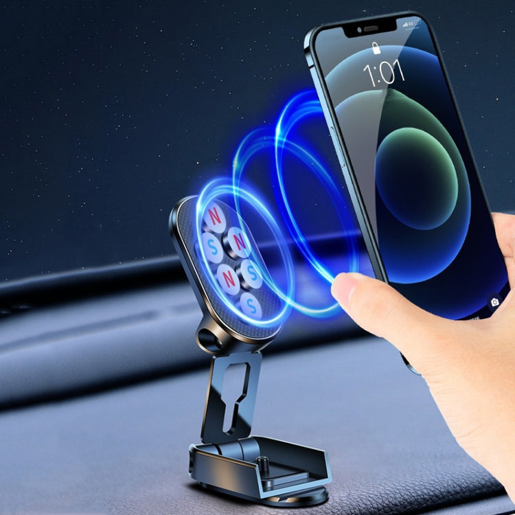 Supporto per telefono da auto pieghevole magnetico D11, supporto di navigazione adesivo girevole per cruscotto, Black Frosted, Silver Frosted
