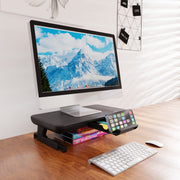 Staffa per laptop regolabile in altezza per supporto per monitor Oimaster con cassetto portaoggetti, Basic, Upgrade