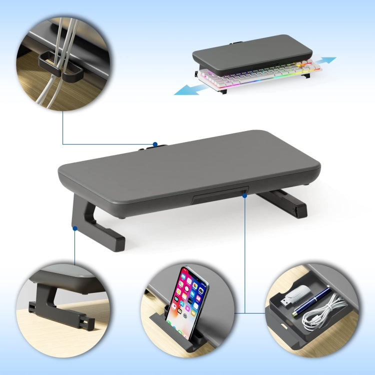 Staffa per laptop regolabile in altezza per supporto per monitor Oimaster con cassetto portaoggetti, Basic, Upgrade