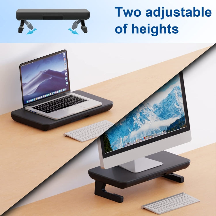 Staffa per laptop regolabile in altezza per supporto per monitor Oimaster con cassetto portaoggetti, Basic, Upgrade
