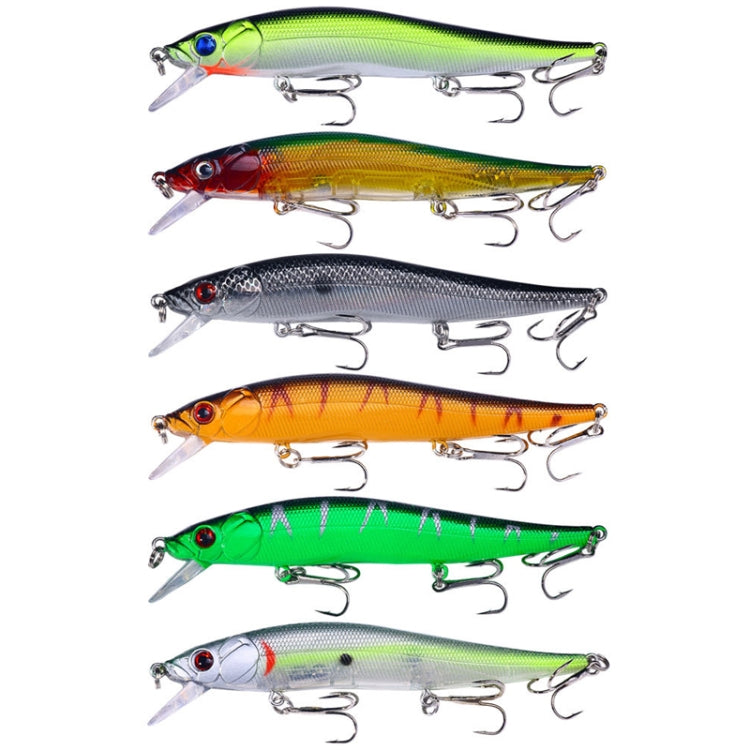 6 colori / set HENGJIA MI169 Minnow sommerso Dummy Bait Lua Esche da pesca dure, 12cm 13.6g