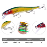 6 colori / set HENGJIA MI169 Minnow sommerso Dummy Bait Lua Esche da pesca dure, 12cm 13.6g