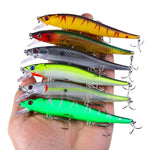 6 colori / set HENGJIA MI169 Minnow sommerso Dummy Bait Lua Esche da pesca dure, 12cm 13.6g
