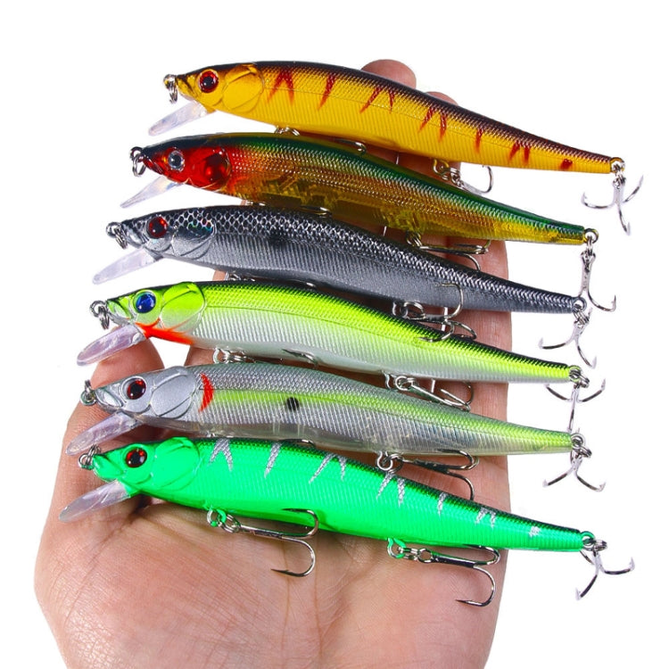 6 colori / set HENGJIA MI169 Minnow sommerso Dummy Bait Lua Esche da pesca dure, 12cm 13.6g
