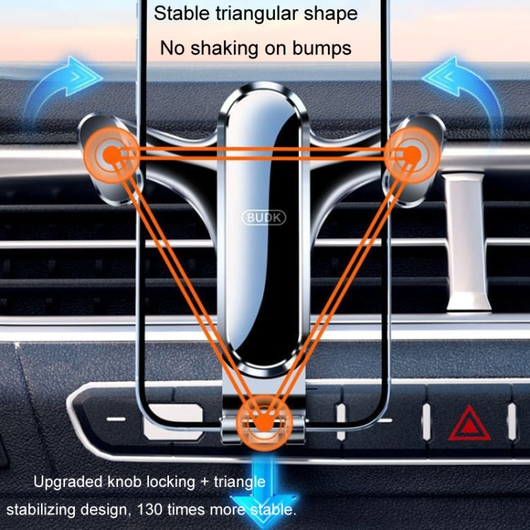 BUDK Supporto per telefono per auto con sensore di gravità triangolare Supporto per navigazione per presa d'aria per auto, Buckle Model, Adhesive Model, Suction Cup Base Model, Bent Suction Cup Base Model, Hook Model