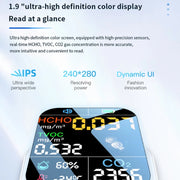 Tester di umidità della temperatura del rilevatore di CO2 TVOC HCHO del monitor della qualità dell'aria 5 in 1, D7