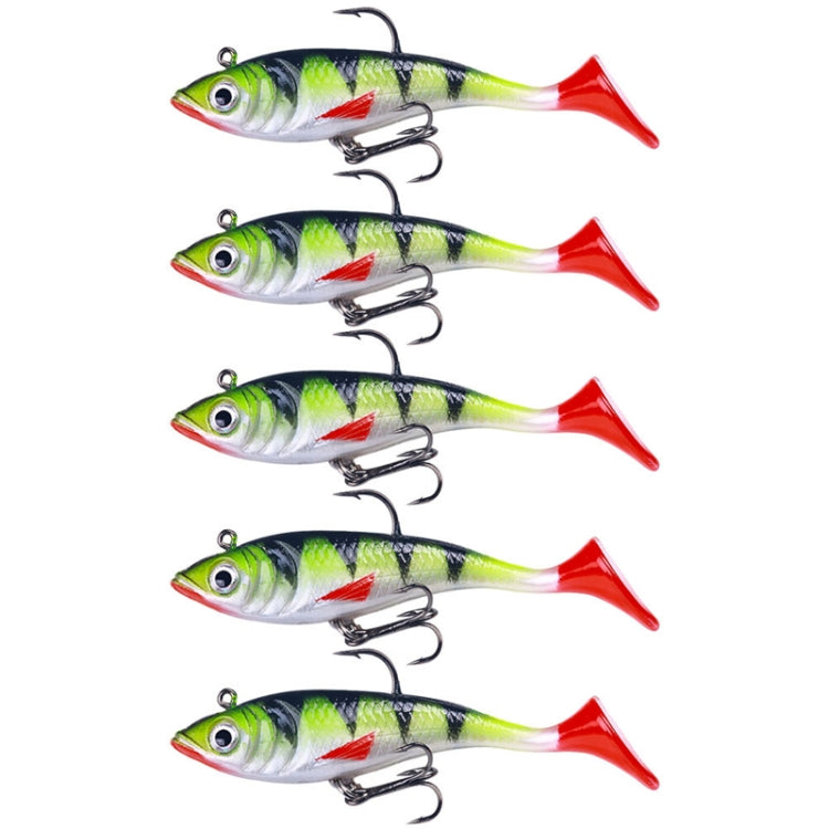 5 pz/pacco HENGJIA SO071 T-Tail Lead Fishing Lure Lua Fishing Soft Bait, 8.5cm 10.6g
