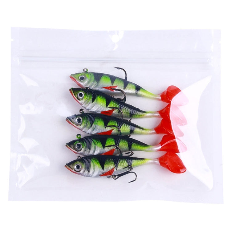5 pz/pacco HENGJIA SO071 T-Tail Lead Fishing Lure Lua Fishing Soft Bait, 8.5cm 10.6g