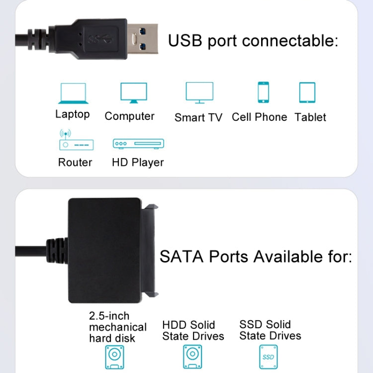 Cavo Easy Drive da SATA a USB 3.0 Lettore convertitore cavo di collegamento universale per unità a stato solido SSD da 2,5 pollici, SATA To USB3.0