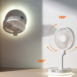 Ventilatore da tavolo pieghevole con luce LED e telecomando