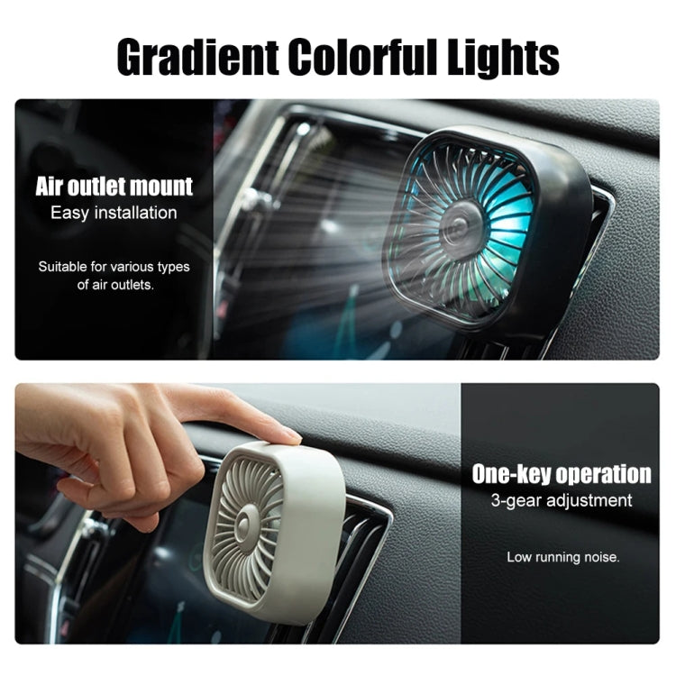 Interni automobilistici con ventola di raffreddamento a luce sfumata colorata USB F11 per auto, Black, Khaki