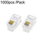 1000 pz/pacco 2-Pronged Placcato Oro 4P4C Telefono Teste di Cristallo 4 Core Microtelefono RJ9 Cavo Connettore