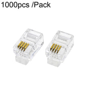 1000 pz/pacco 2-Pronged Placcato Oro 4P4C Telefono Teste di Cristallo 4 Core Microtelefono RJ9 Cavo Connettore