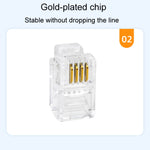 1000 pz/pacco 2-Pronged Placcato Oro 4P4C Telefono Teste di Cristallo 4 Core Microtelefono RJ9 Cavo Connettore