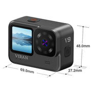 VIRAN V9 4K Dual Color Screen Diving Anti-Shake Action Camera Registratore da viaggio per ciclismo all'aperto, V9(Square), V9(Round)