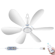 USB Home Dormitorio Muto Mini ventilatore ad alta energia eolica Ventilatore da soffitto a sei pale piccolo, Single Fan, Fan+Remote Control Speed Control Cord