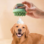 Capsula per prodotti per la pulizia degli animali domestici, ricaricabile, tipo gel doccia, per gatti, cani, bagno, spazzola per massaggi