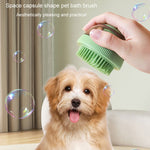 Capsula per prodotti per la pulizia degli animali domestici, ricaricabile, tipo gel doccia, per gatti, cani, bagno, spazzola per massaggi