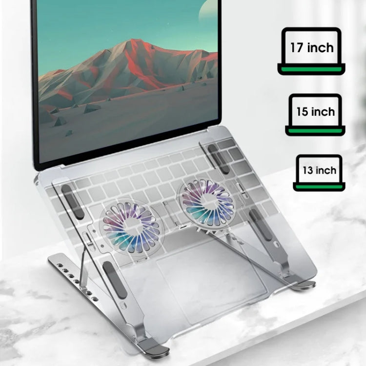 C9 Pro RGB Luce ambientale Ventola pieghevole Raffreddamento Laptop Supporto rialzato in lega di alluminio, Silver, Pink, Gray