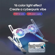 C9 Pro RGB Luce ambientale Ventola pieghevole Raffreddamento Laptop Supporto rialzato in lega di alluminio, Silver, Pink, Gray