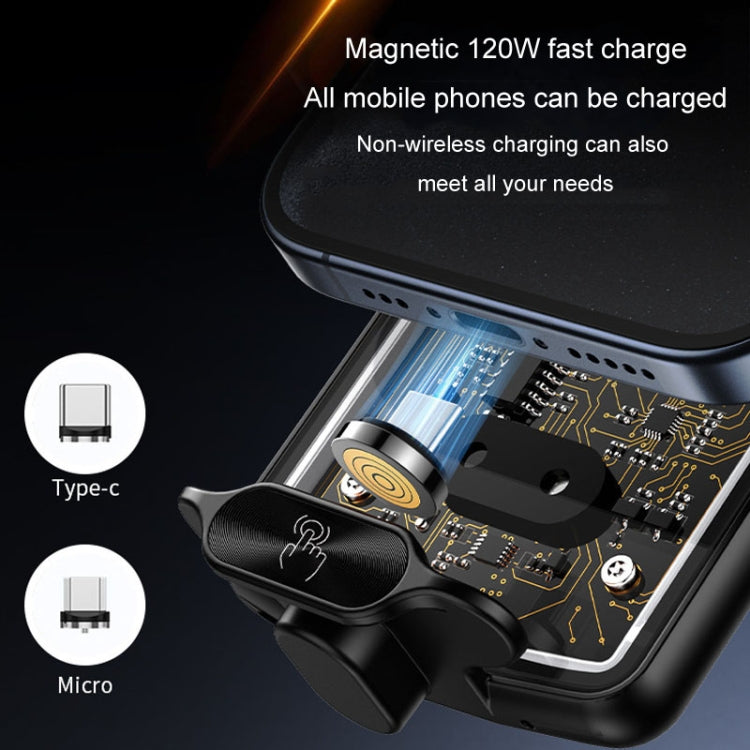 Caricabatterie wireless per auto Magsafe Staffa universale per telefono cellulare a induzione trasparente da 120 W a ricarica rapida, Wireless Charger Mobile Phone Bracket