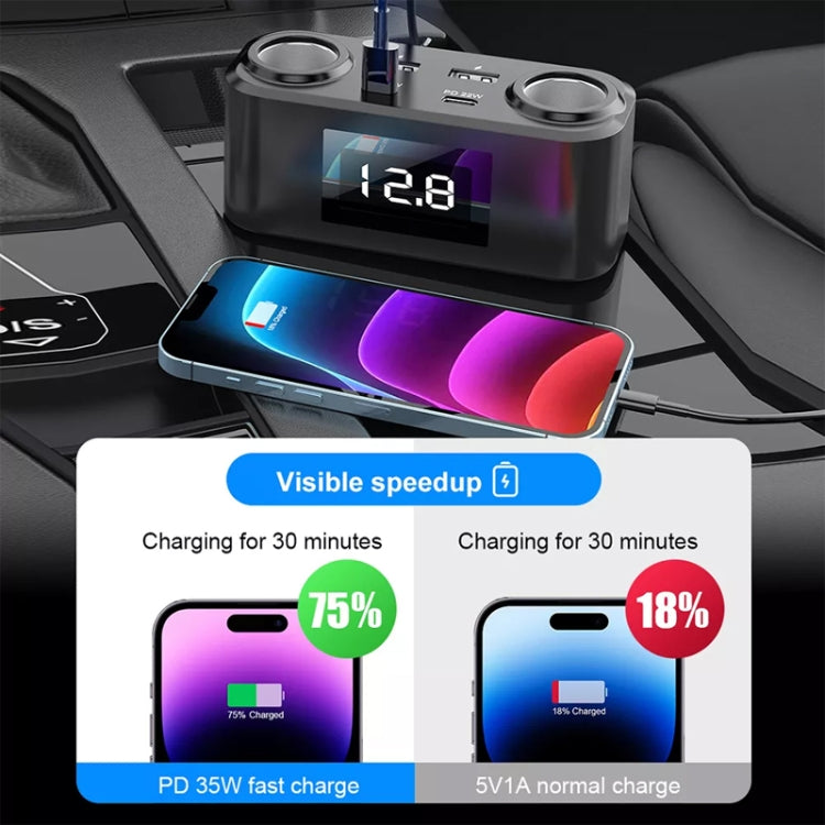 Caricabatterie per telefono cellulare multiporta per accendisigari da auto PD + QC da uno a quattro, Q5