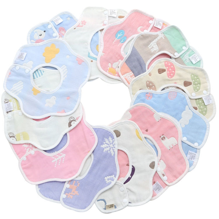 Bavaglino impermeabile petalo per neonato bifacciale Bavaglino in cotone prugna a sei strati di garza, Pork Pink, Pig Blue, Cedar Pink, Cloud Pink, Cloud blue, Alpaca Pink, Puppet Monkey, Giraffe, Mickey, Airplane, Crown, Classic Mushroom