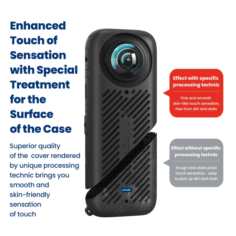 Custodia protettiva in silicone per Insta360 X4 con copertura obi