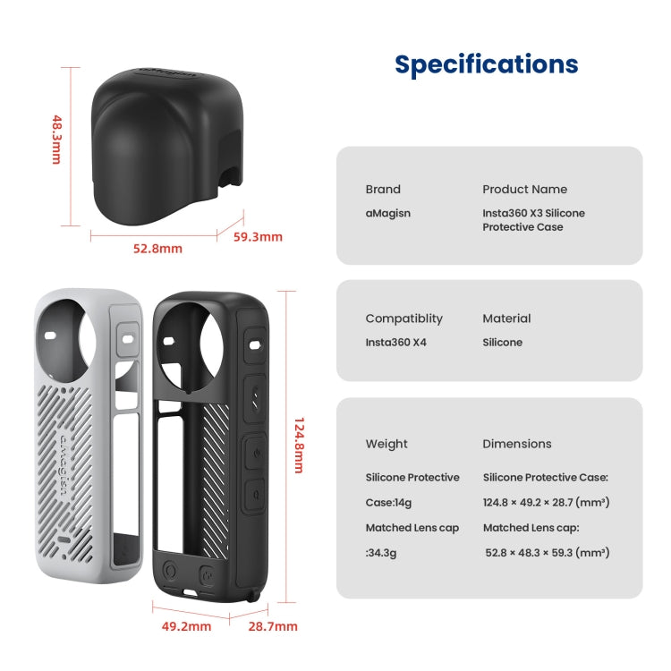 Custodia protettiva in silicone per Insta360 X4 con copertura obi