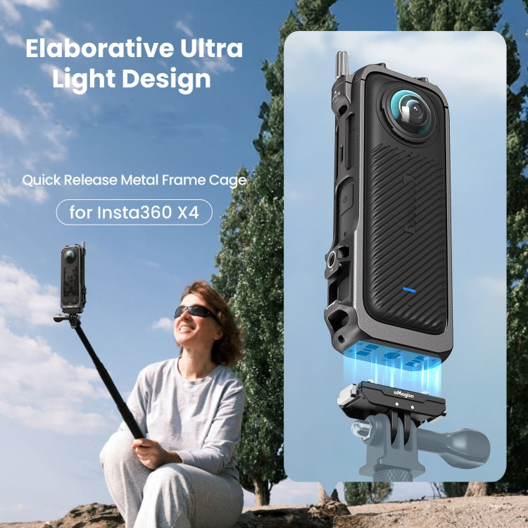 Telaio protettivo in metallo per Insta360 X4 con sgancio rapido