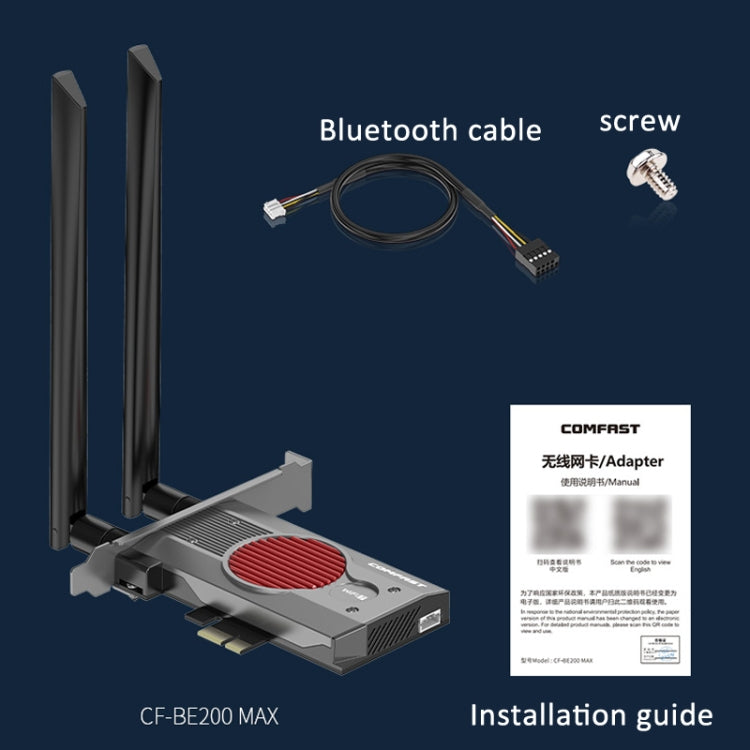 Scheda di rete COMFAST BE200MAX 8774Mbps WiFi7 Ricevitore WiFi PCIE Tri-Band Bluetooth 5.4, BE200MAX