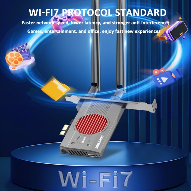 Scheda di rete COMFAST BE200MAX 8774Mbps WiFi7 Ricevitore WiFi PCIE Tri-Band Bluetooth 5.4, BE200MAX
