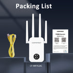 COMFAST 762AC 1200Mbps Ripetitore di segnale WiFi Dual Band WiFi con schermo OLED, CF-WR762AC