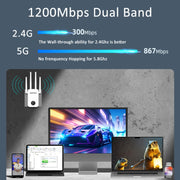 COMFAST 762AC 1200Mbps Ripetitore di segnale WiFi Dual Band WiFi con schermo OLED, CF-WR762AC