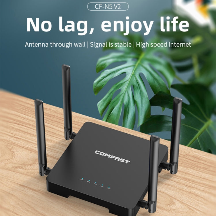 Router wireless dual band COMFAST CF-N5 V2 1200Mbps WiFi6 con porta Gigabit Ethernet, antenna 4x5dBi, CF-N5 V2 US Plug, CF-N5 V2 EU Plug